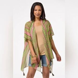 Cato | GEO BORDER STRIPE KIMONO ONE SIZE